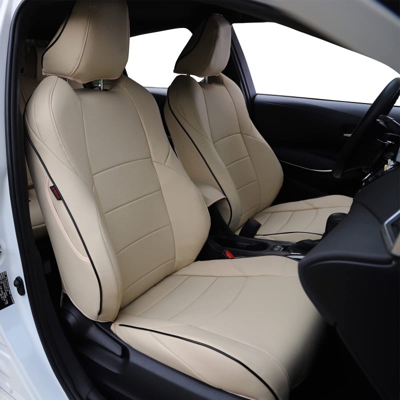 HKZ Custom Fit Corolla Car Seat Cover Full Set for Toyota Corolla 2020 2021 2022 L LE Models  Durable Faux Leather Beige